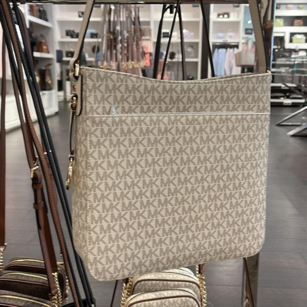 Michael Kors Jet Set Travel Large Messenger Crossbody Bag Light Cream Multi - Picture 13 of 16